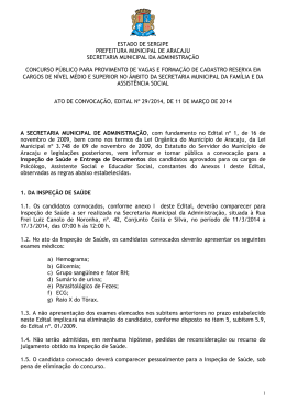 Edital n&ordm; 29/2014, convoca&ccedil;&atilde;o dos classificados