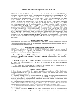 EDITAL DE LEIL&Atilde;O N&ordm; 00078/2015 O ESTADO DE MINAS GERAIS