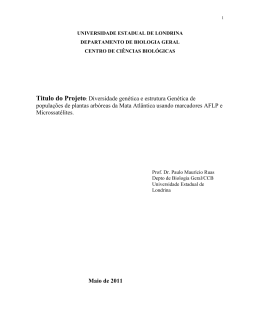 Diversidade gen&eacute;tica e estrutura Gen&eacute;tica de popula&ccedil;&otilde;es de