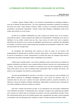 a forma&ccedil;&atilde;o de professores e a educa&ccedil;&atilde;o de autistas