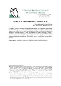 FORMA&Ccedil;&Atilde;O DE PROFESSORES: PROJETOS EM