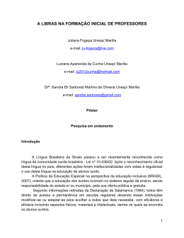 A LIBRAS NA FORMA&Ccedil;&Atilde;O INICIAL DE PROFESSORES