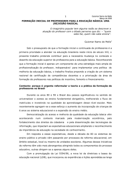 FORMA&Ccedil;&Atilde;O INICIAL DE PROFESSORES PARA