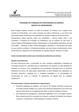 PROGRAMA DE FORMAÇÃO DE PROFESSORES DA UNISINOS