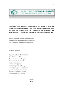 1 FORMA&Ccedil;&Atilde;O DOS AGENTES COMUNIT&Aacute;RIOS DE