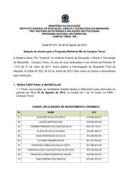 1. Edital n&ordm; 31/2013, de 09.08.2013 - Resultado