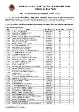 Classifica&ccedil;&atilde;o Preliminar e Gabarito Oficial