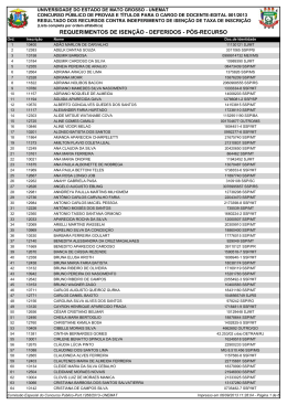 REQUERIMENTOS DE ISENÇÃO - DEFERIDOS - PÓS