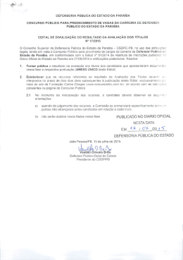 DEFENSORIA P&Uacute;BLICA DO ESTADO DA PARA&Iacute;BA CONCURSO
