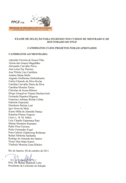 Projetos aprovados (mestrado)
