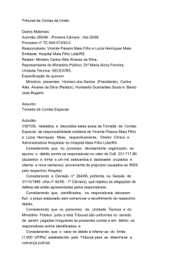 Tribunal de Contas da Uni&atilde;o Dados Materiais: Ac&oacute;rd&atilde;o 285/96