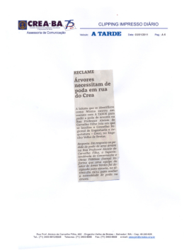 BARÊÍ cLIPPiNG :MPREsso DIÁRIO - Crea-BA