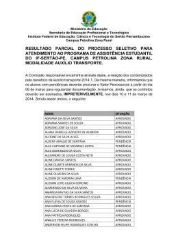 RESULTADO PARCIAL DO PROCESSO SELETIVO - IF Sert&atilde;o-PE