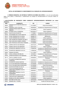 Edital de Deferimento e Indeferimento da Condi&ccedil;&atilde;o de