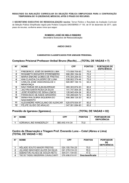 resultado da avalia&ccedil;&atilde;o curricular da sele&ccedil;&atilde;o p&uacute;blica