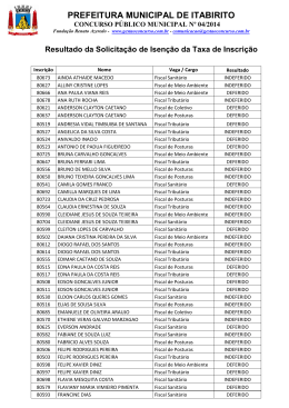 Resultado da Solicita&ccedil;&atilde;o de Isen&ccedil;&atilde;o da Taxa de Inscri&ccedil;&atilde;o