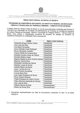resultado parcial do edital n° 002/2014 programa de