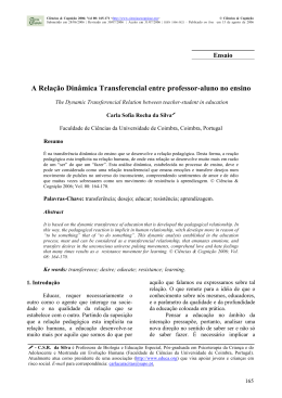 A Rela&ccedil;&atilde;o Din&acirc;mica Transferencial entre professor
