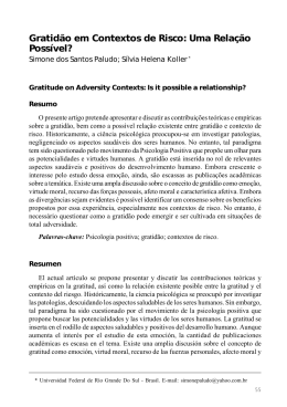 Gratid&atilde;o em Contextos de Risco: Uma Rela&ccedil;&atilde;o Poss&iacute;vel?