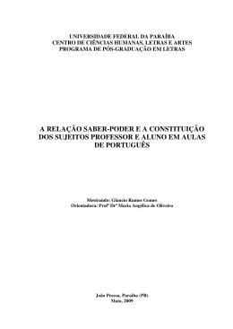 a rela&ccedil;&atilde;o saber-poder e a constitui&ccedil;&atilde;o dos sujeitos
