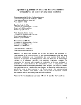 A gest&atilde;o da qualidade em rela&ccedil;&atilde;o ao desenvolvimento de