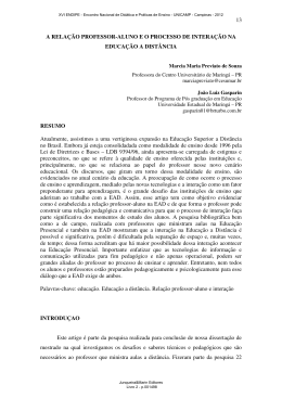 a relação professor-aluno e o processo de interação na