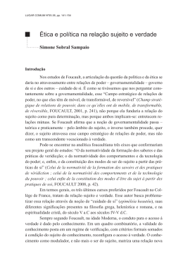 &Eacute;tica e pol&iacute;tica na rela&ccedil;&atilde;o sujeito e verdade