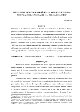 Sertanismo e Escraviza&ccedil;&atilde;o Ind&iacute;gena na Am&eacute;rica Portuguesa