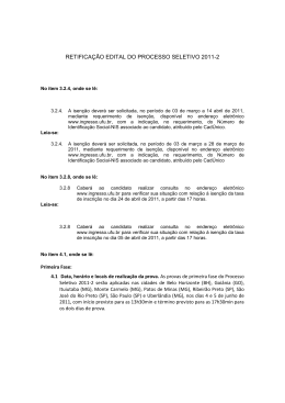 Retifica&ccedil;&atilde;o do Edital PS2011-2 - Diretoria de Processos Seletivos