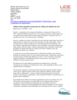 Jobim recebe sugest&otilde;es de parentes de v&iacute;timas do acidente da Gol