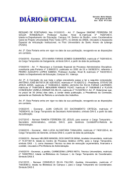 RESUMO DE PORTARIAS: Nos 0133/2015 - Art. 1&ordm;