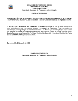 ESTADO DE MATO GROSSO DO SUL MUNIC&Iacute;PIO DE CORUMB&Aacute;
