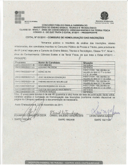 Homologação das inscrições