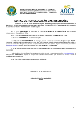 edital de homologação das inscrições