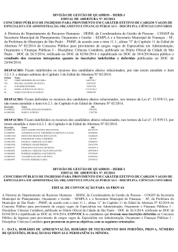 Convocação Prova especialista