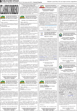PUBLICA&Ccedil;&Otilde;ES OFICIAIS - Correio Popular de Rond&ocirc;nia