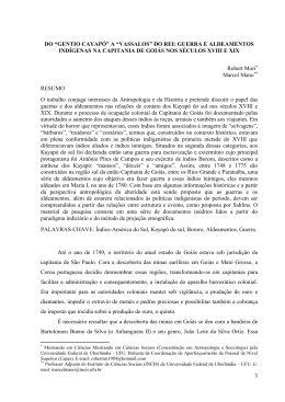 do &ldquo;gentio cayap&oacute;&rdquo; - IV Congresso Internacional de Hist&oacute;ria: Cultura