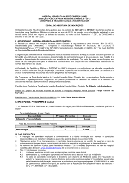 SELEÇÃO PÚBLICA PARA RESIDÊNCIA MÉDICA – 2013