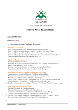 Relat&oacute;rio Anual de Actividades - 2014