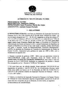 Ac&oacute;rd&atilde;o N&ordm; 001 / 2&ordf; C&acirc;mara TC/2004