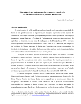 Dimensões da agricultura nos discursos sobre colonização