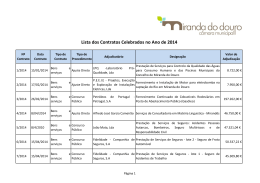 Lista dos Contratos Celebrados no Ano de 2014