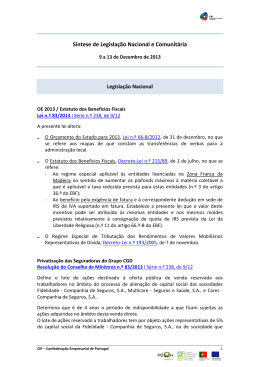 S&iacute;ntese de Legisla&ccedil;&atilde;o Nacional e Comunit&aacute;ria