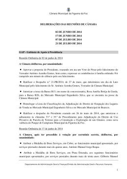 1 delibera&ccedil;&otilde;es das reuni&otilde;es de c&acirc;mara 02 de junho de 2014 17 de