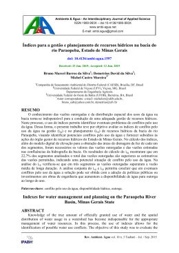 Indexes for water management and planning on the Paraopeba