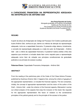 a capacidade financeira na representa&ccedil;&atilde;o adequada no anteprojeto