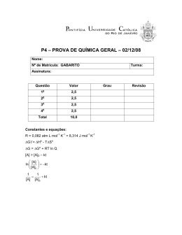 P4 – PROVA DE QUÍMICA GERAL – 02/12/08