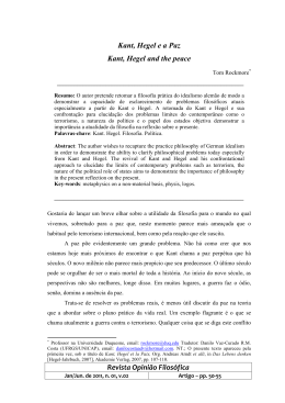 Revista Opini&atilde;o Filos&oacute;fica Kant, Hegel e a Paz Kant, Hegel and the