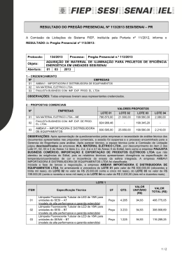 resultado do pregão presencial nº 113/2013 sesi/senai – pr