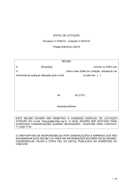 EDITAL DE LICITA&Ccedil;&Atilde;O Processo n&ordm; 0769/15